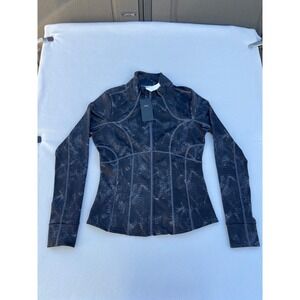 Fabletics Womens Black Snake Print Zip Up Athletic Jacket Activewear Size L